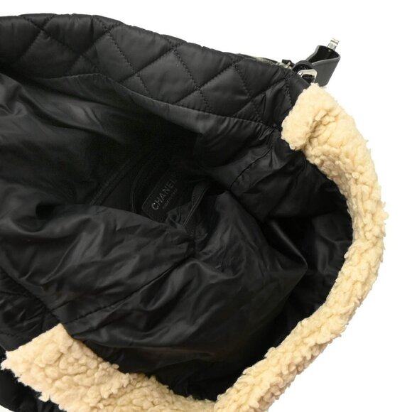 Chanel White Black Wool Nylon 2way Backpack 144488